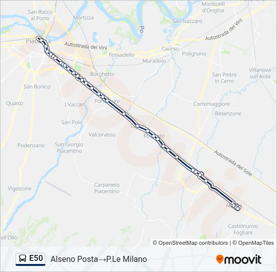 E50 Bus Line Map
