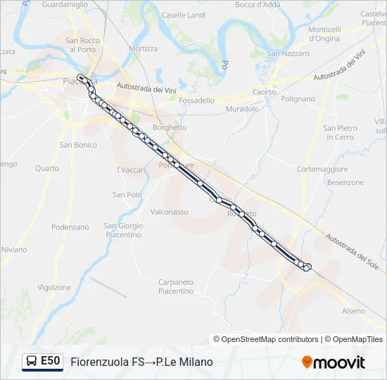 E50 Bus Line Map
