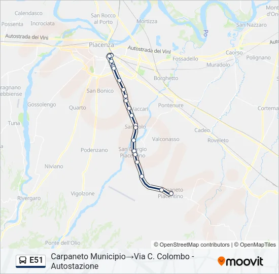 E51 Bus Line Map