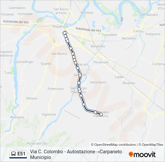 E51 Bus Line Map