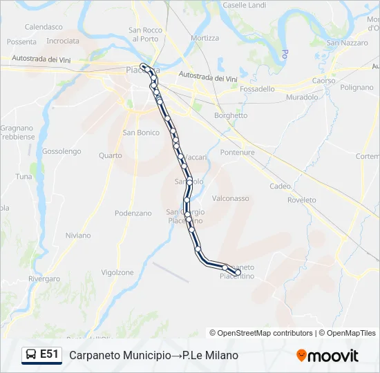 E51 Bus Line Map