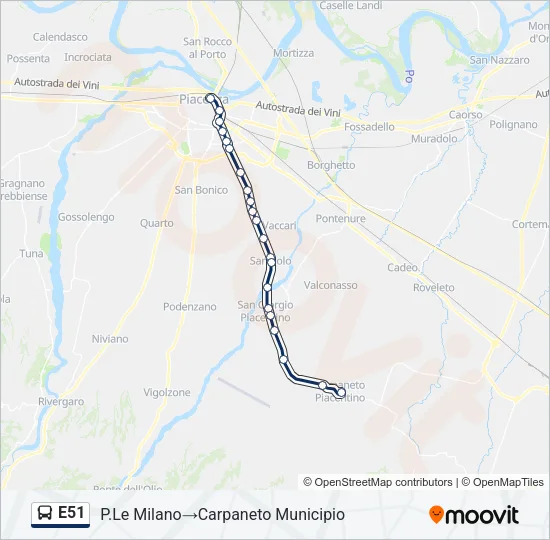 E51 Bus Line Map