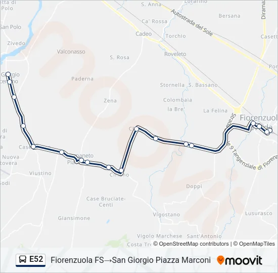 E52 Bus Line Map