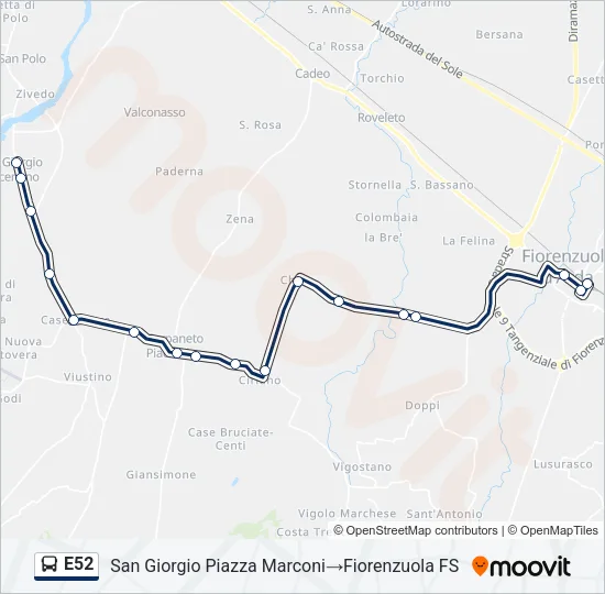 E52 Bus Line Map