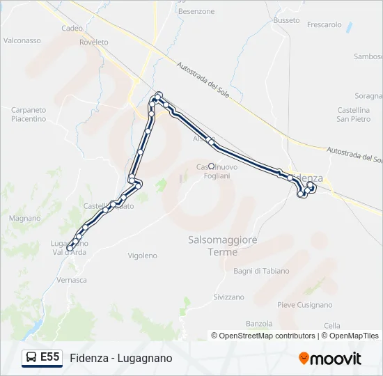 E55 Bus Line Map