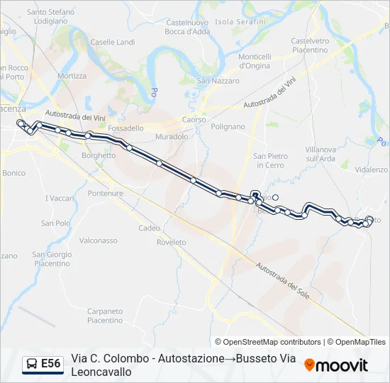 E56 Bus Line Map