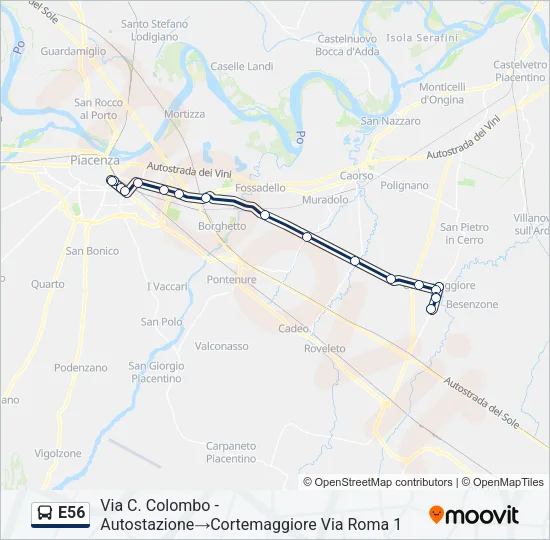 E56 Bus Line Map