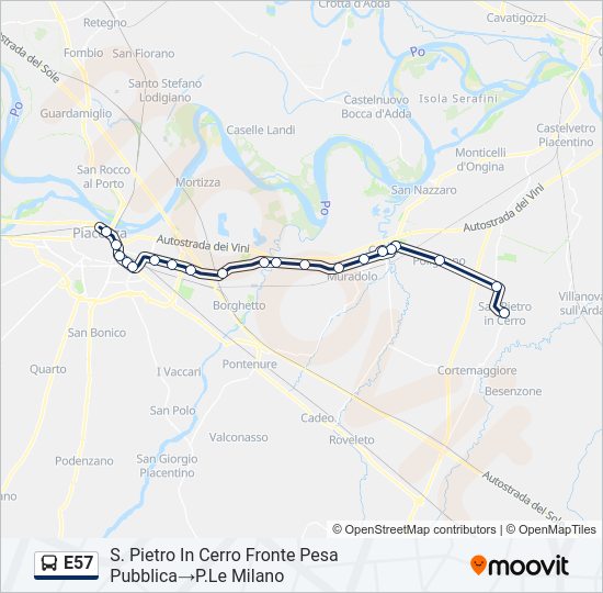 Percorso linea bus E57