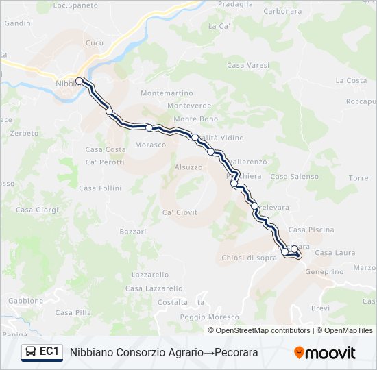 Percorso linea bus EC1