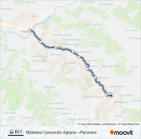 EC1 Bus Line Map