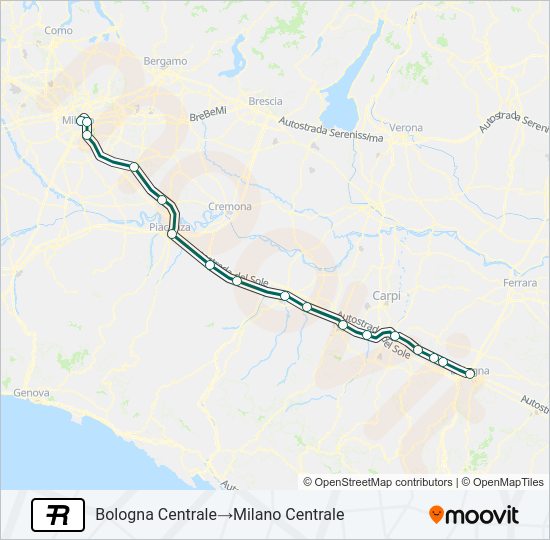 Percorso linea treno R