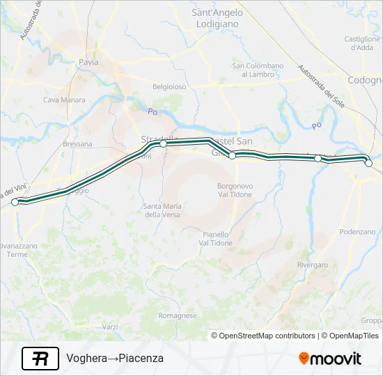 Percorso linea treno R