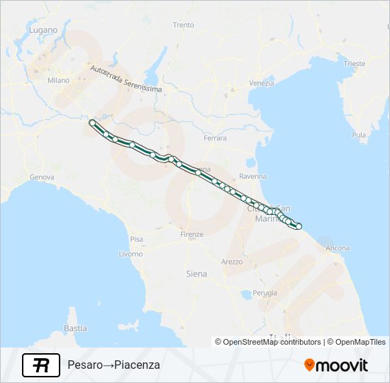 Percorso linea treno R