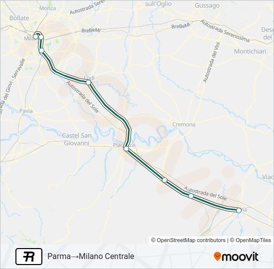 Percorso linea treno R