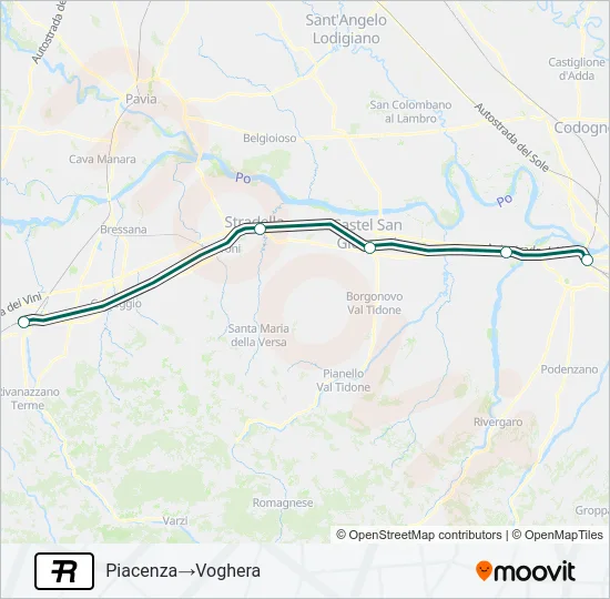 Percorso linea treno R