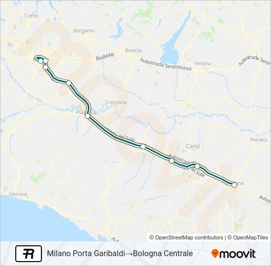 Percorso linea treno R