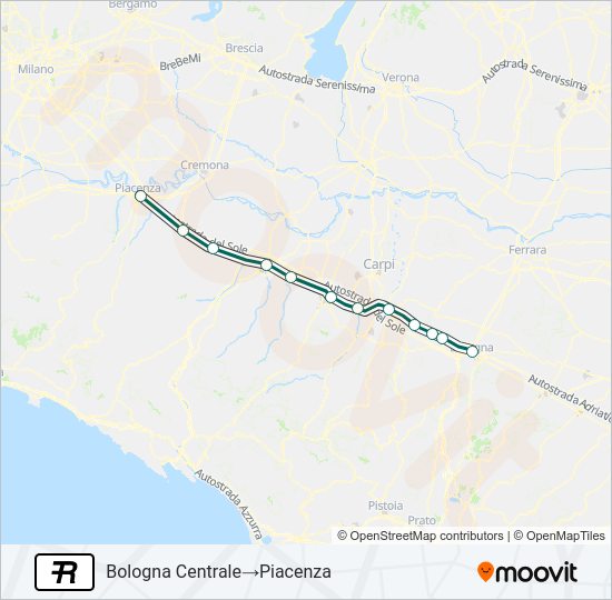 Percorso linea treno R