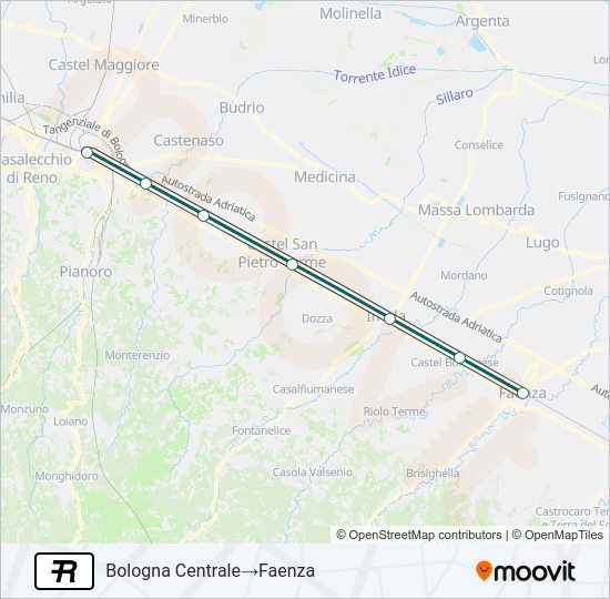 Percorso linea treno R