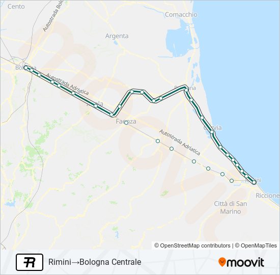 Percorso linea treno R