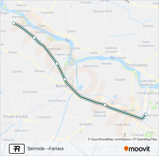 Percorso linea treno R