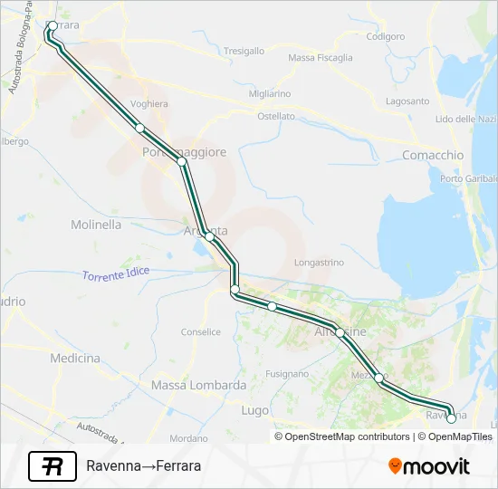 R Train Path R Route: Schedules, Stops & Maps - Ravenna→Ferrara (Updated)