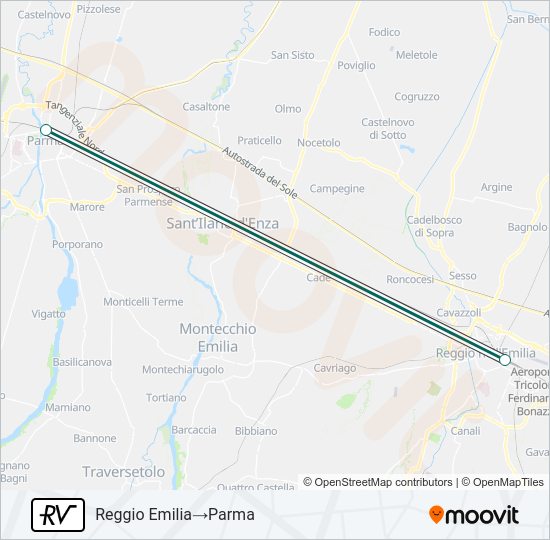 Percorso linea treno RV