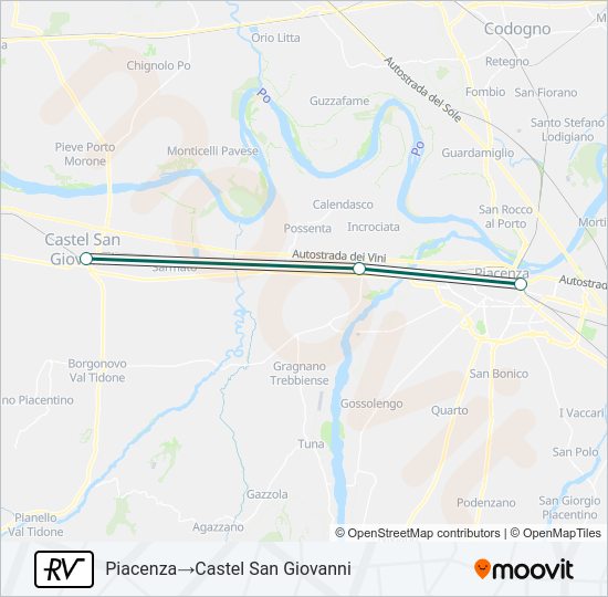 Percorso linea treno RV