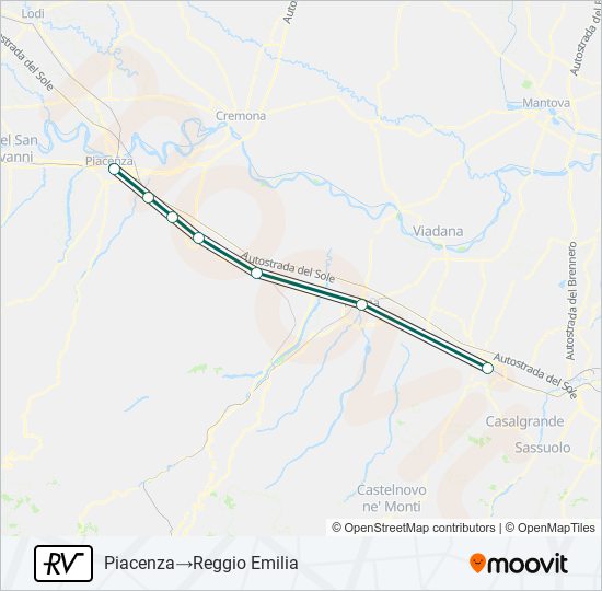 Percorso linea treno RV