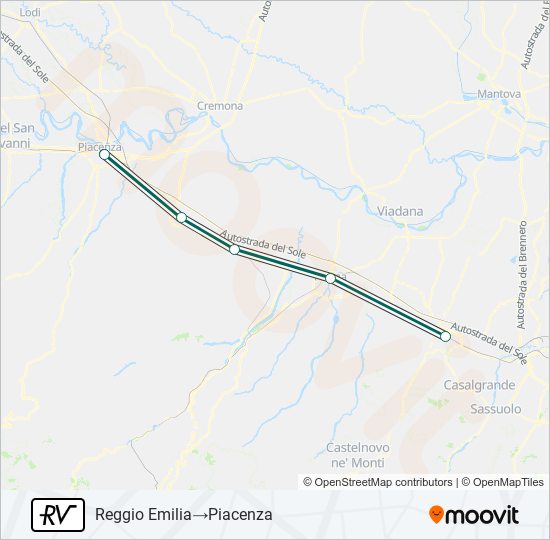 Percorso linea treno RV