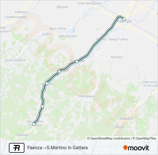 Percorso linea treno R