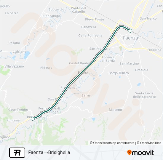 Percorso linea treno R