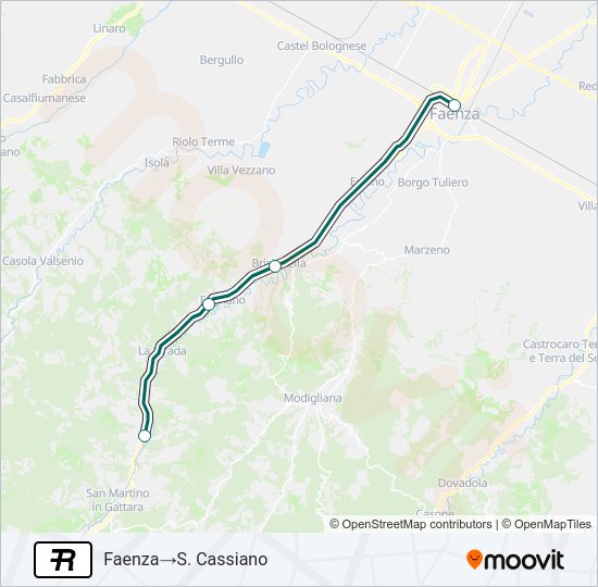 Percorso linea treno R