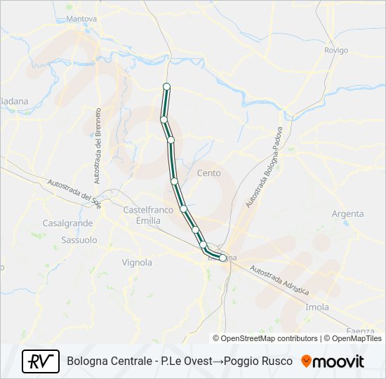 Percorso linea treno RV