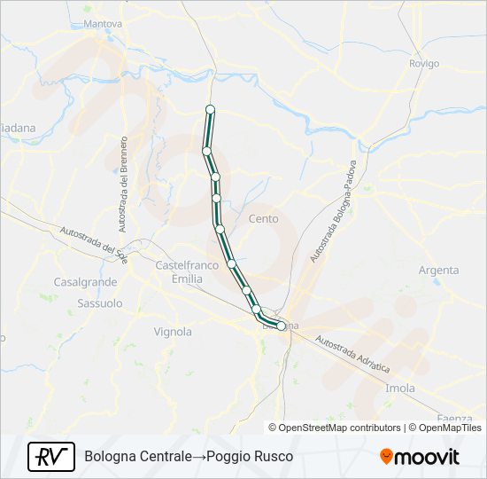 Percorso linea treno RV