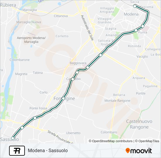 Percorso linea treno R