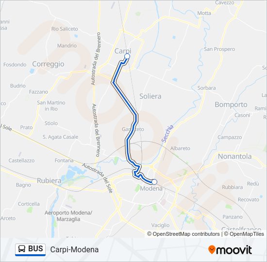 Mappa della linea BUS