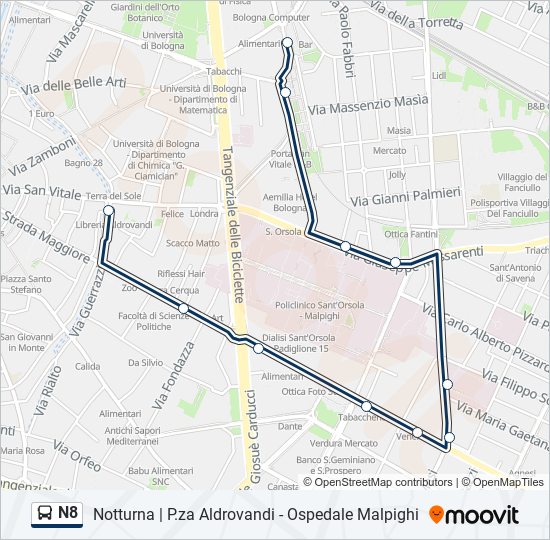 N8 bus Line Map