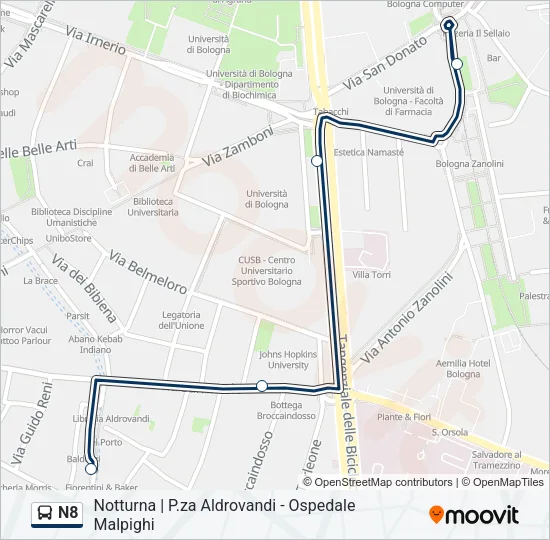 N8 Bus Line Map
