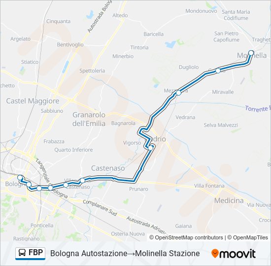 Percorso linea bus FBP