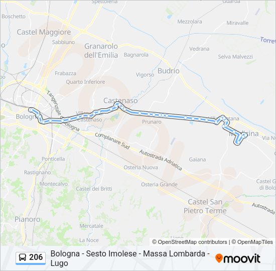 Percorso linea bus 206