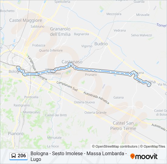 Percorso linea bus 206