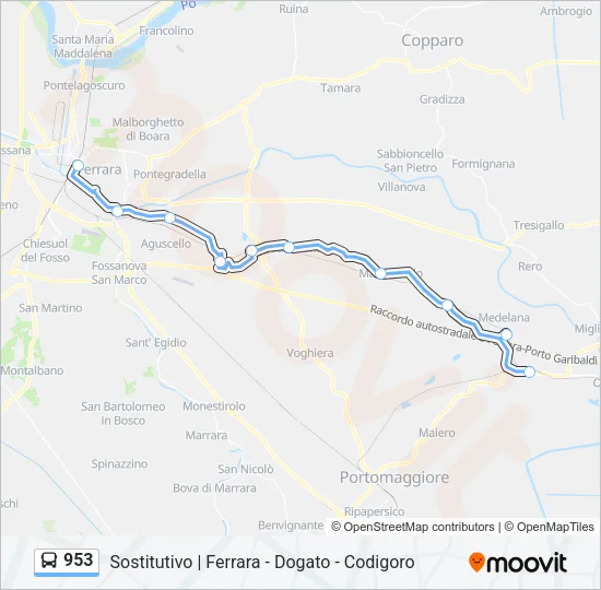 953 Bus Line Map