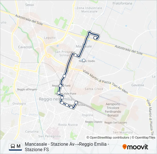 Percorso linea bus M
