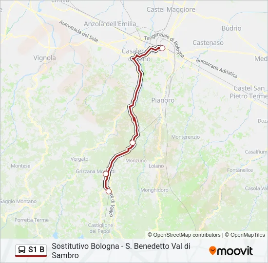 S1 B Bus Line Map