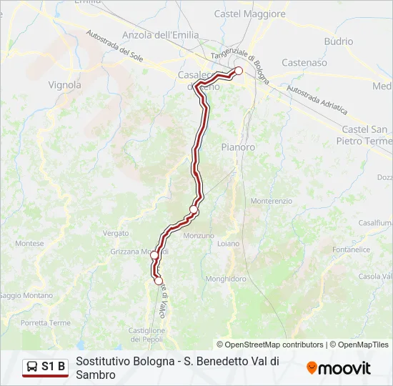 S1 B Bus Line Map