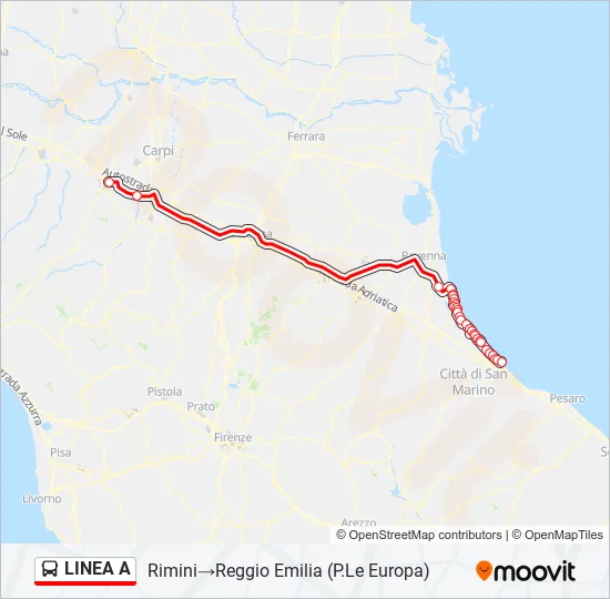 LINEA A Bus Line Map
