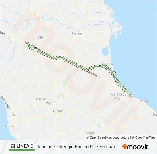 LINEA C Bus Line Map