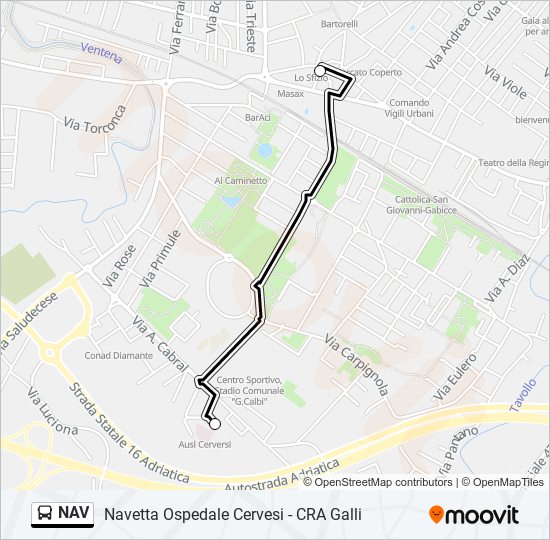 Percorso linea bus NAV