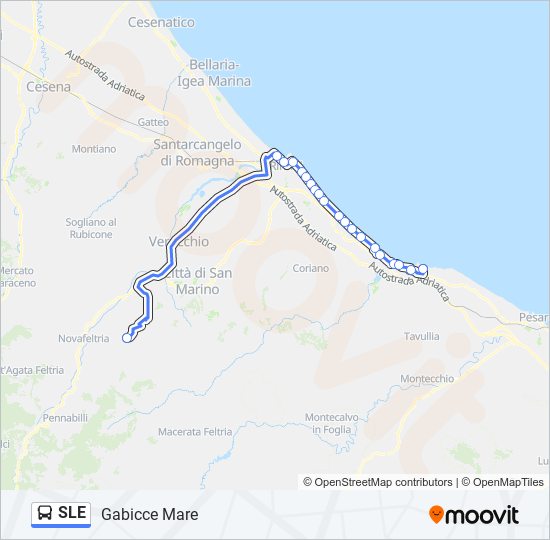 Percorso linea bus SLE