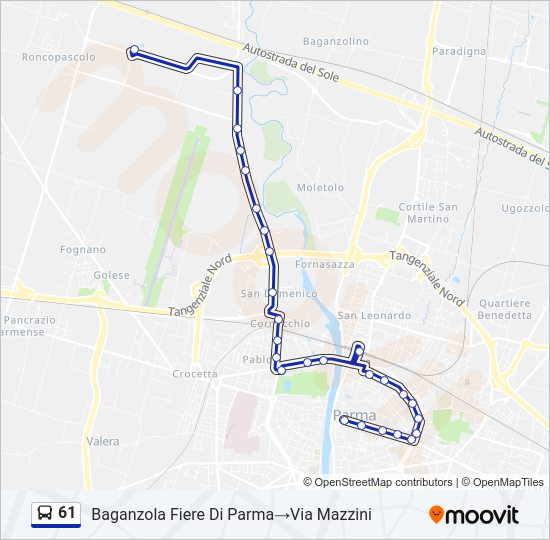 Percorso linea bus 61